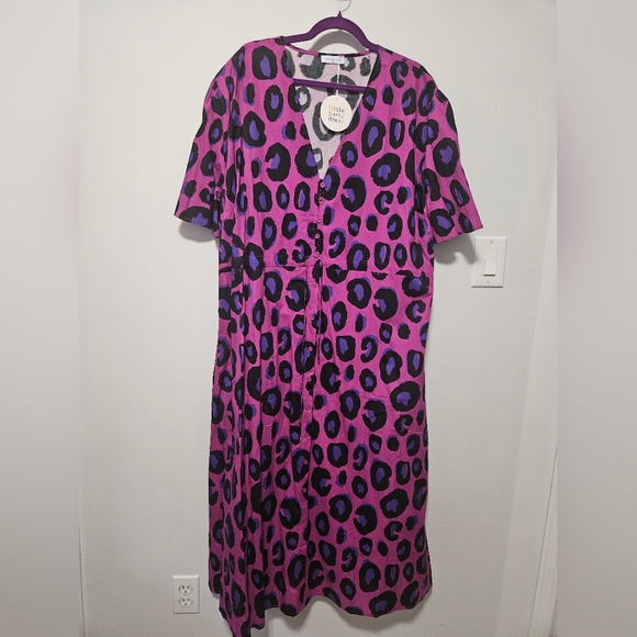 Marley Cotton Purple Leopard Dress, Plus Size 20 - Picture 7 of 11